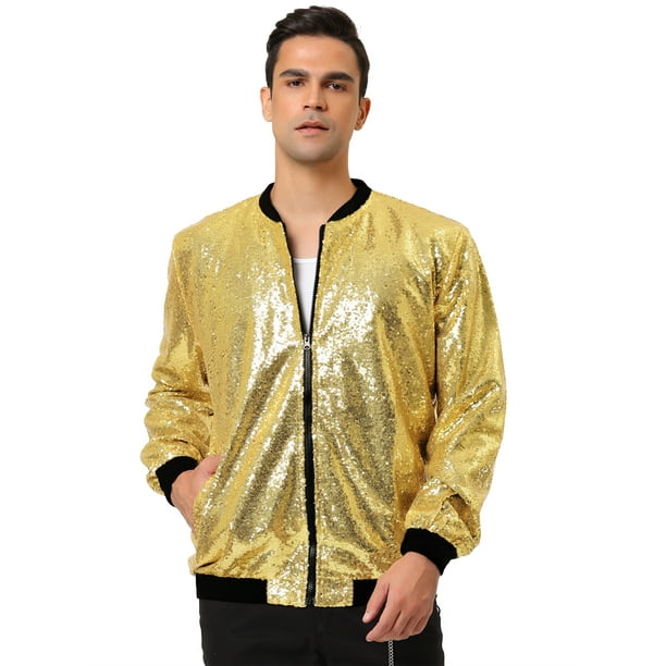 Chaqueta universitaria para hombre, fiesta de Halloween, disco, brillante,  brillante, lentejuelas, c Unique Bargains Chaqueta