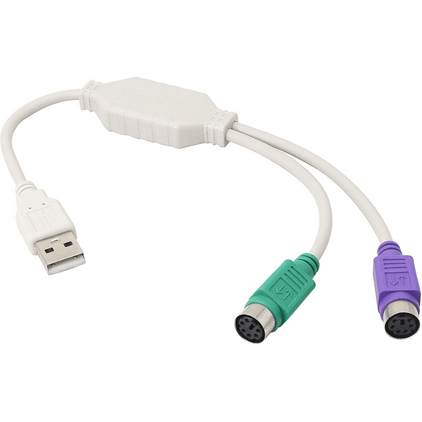 Adaptador de Cable USB PS2 para teclado y ratón con interfaz PS/2, controlador USB integrado y puerto PS2 compatible con conmutador KVM Adepaton 2035516-1