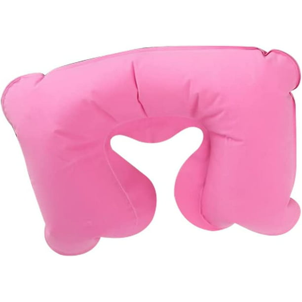 Almohada de viaje inflable, almohada de viaje inflable en forma de U, cojín  de apoyo para la cabeza portátil plegable en forma de U, almohada inflable  para vacaciones y viajes (rosa) JAMW
