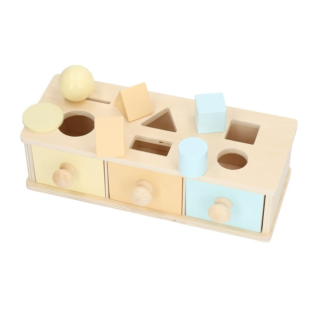 Juguetes multifuncionales de madera para bebés, caja de