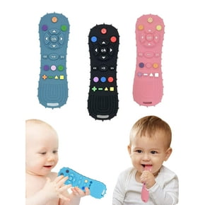 1Pc Random Color 0-3 Year Baby TV Remote Control Shape Silicone Teether Toy Chewing Grasping Exercise Game Develop Early Educational Sensory Toys Todd
