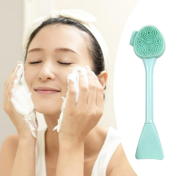 Cepillo limpieza facial silicona doble punta, suave antislizante, limpieza  portátil para mujer, iminación , ver Verde Salvador cepillo facial
