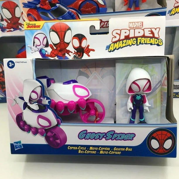 Figuras de acción de Marvel Legends, Spidey y sus amigos increíbles,  Spiderman, Miles Morales, coche de juguete para niños, 4 pulgadas, negro,  Pather, Ghost-spider Fivean unisex