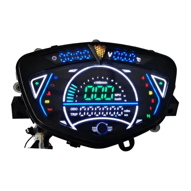 Velocímetro digital para motocicleta, medidor digital universal, tacómetro  de motocicleta, velocímetro MPH con indicador de luz multifunción y