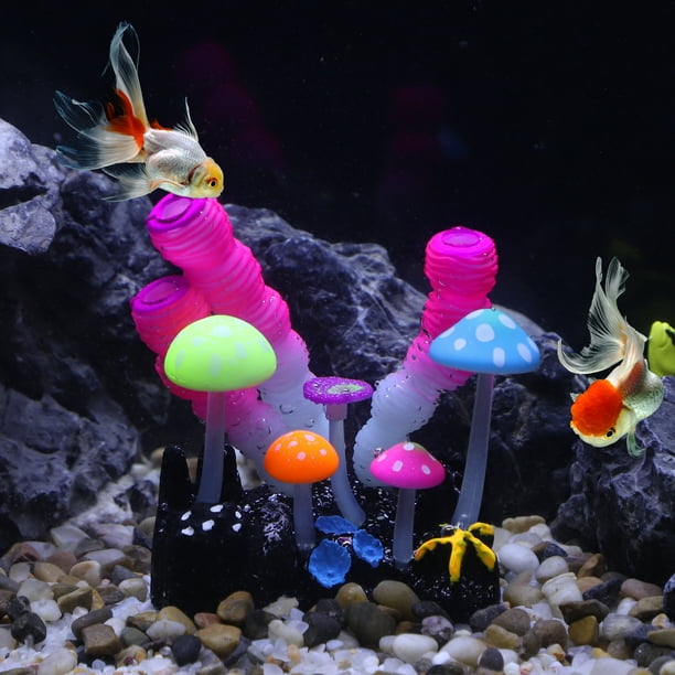 Suave Silicona Acuario Hongo Coral, Fluorescencia Decoración, Rosa Rojo  Unique Bargains acuario decoración coral
