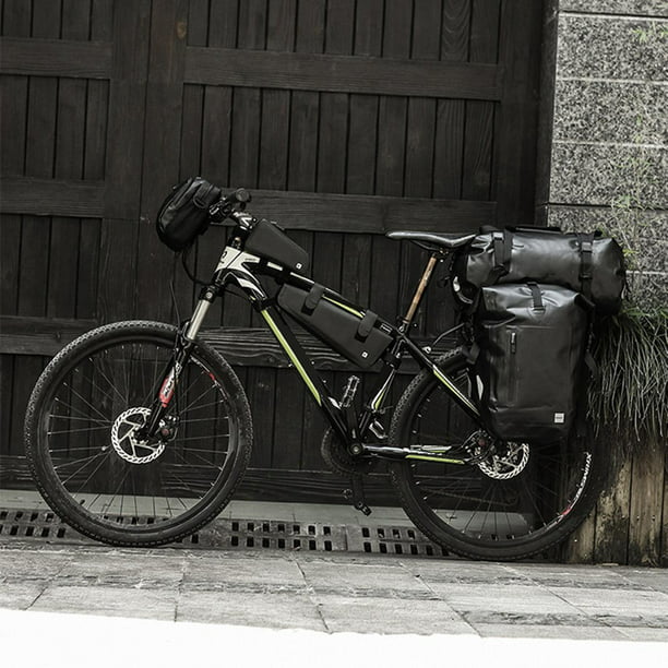 Alforjas de bicicleta a prueba de agua 25L Bolsa de maletero de asiento  trasero duradero para bicicleta Alforjas de sillín trasero de bicicleta  Negro 1 Macarena Paquete de soporte trasero para bicicleta