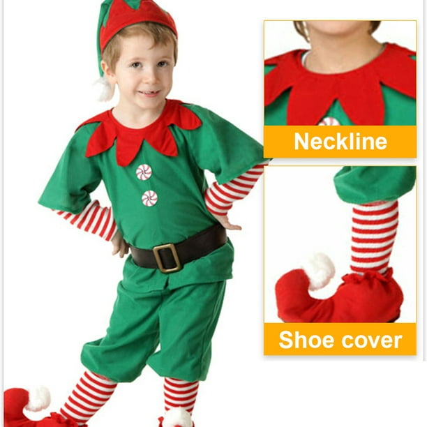 Disfraz de Elfo Rojo con chaleco largo para niño