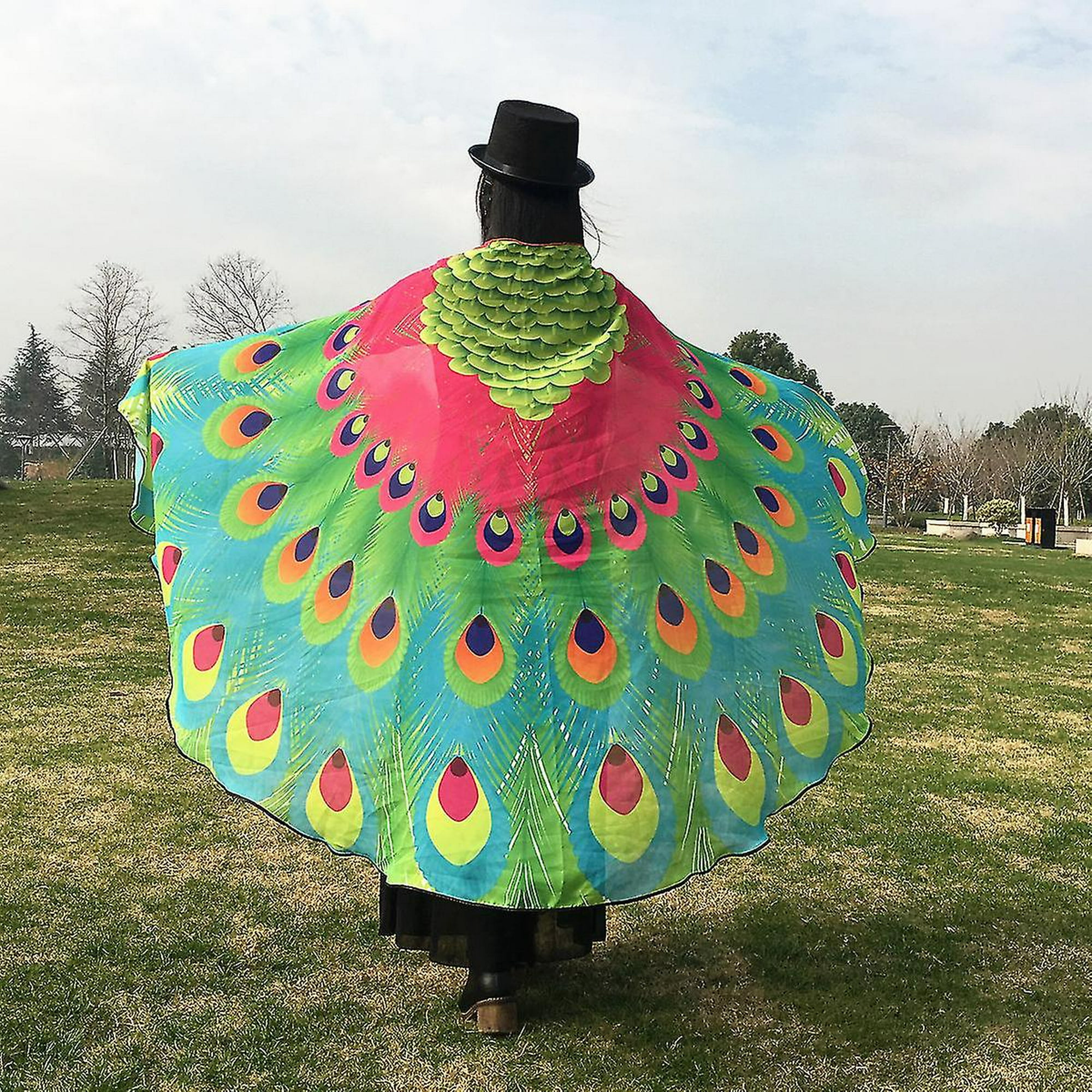 Disfraz de alas de mariposa de arcoíris para mujer, vestido de