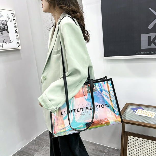 Bolsa transparente de moda para mujer, con letras transparentes de PVC,  para viajes y compras en la playa Tmvgtek Para Estrenar