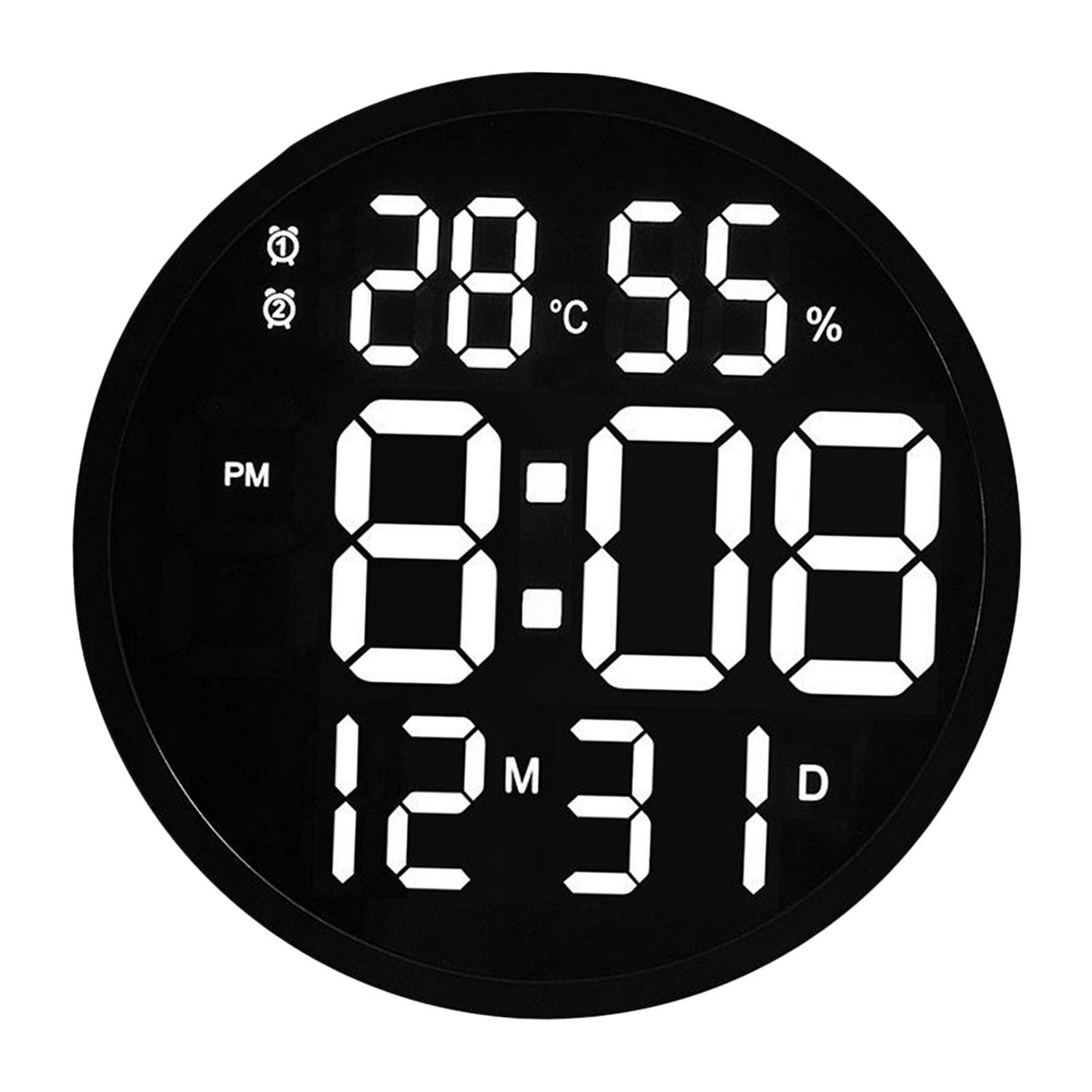 Reloj de pared digital LED, reloj de control remoto Espejo hueco de  temperatura 7 color Luz para decoración de Baoblaze Reloj de pared digital
