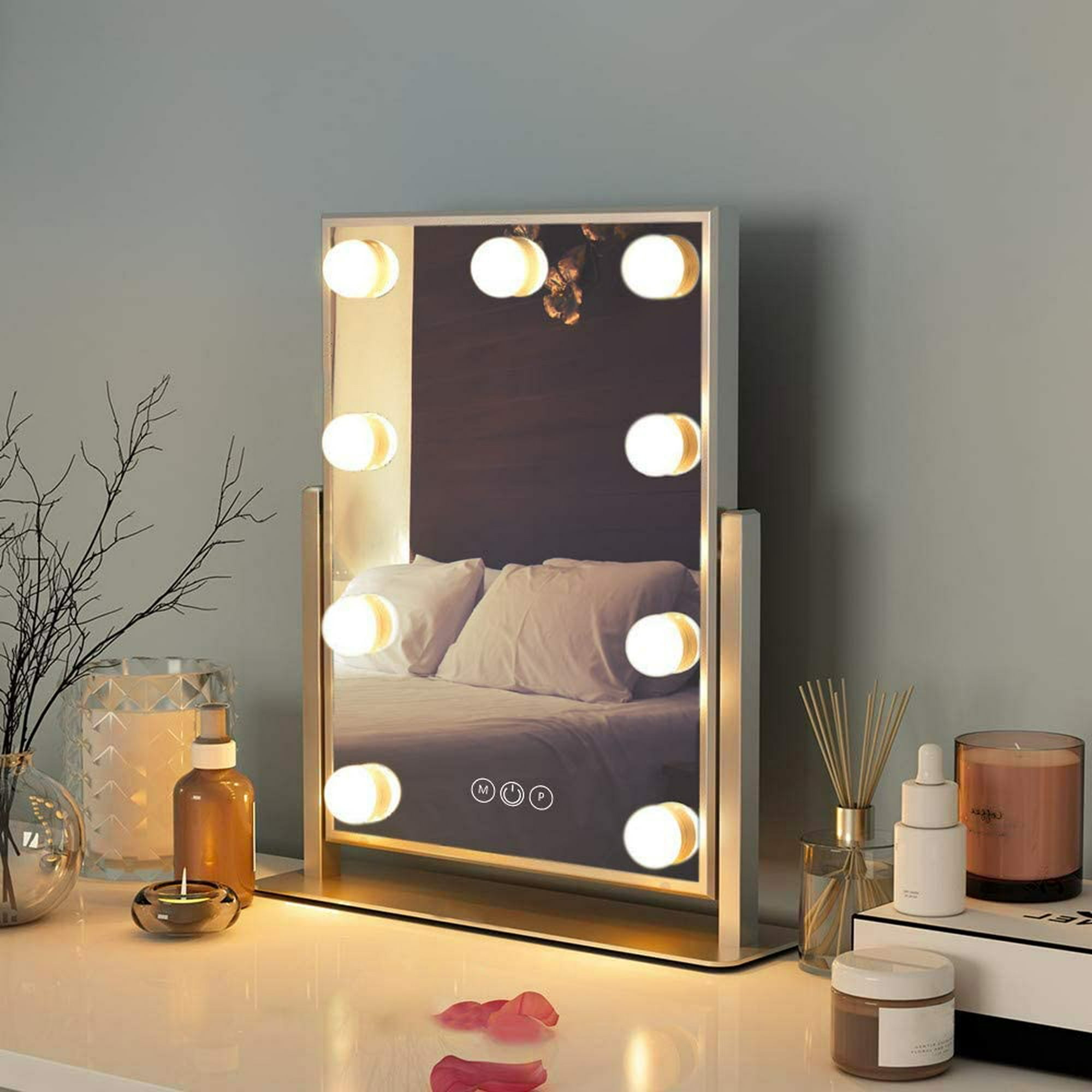 Espejo de Hollywood con luz Espejo de maquillaje iluminado grande Espejo de  maquillaje de tocador Co Namotu HMYH113