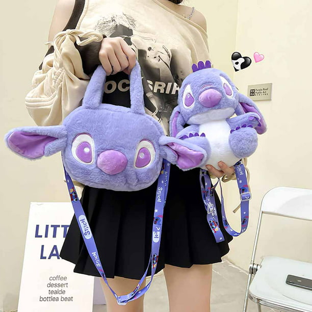 Disney-Bolso de peluche de Lilo & Stitch para niños, bolsa de mensajero de  felpa Kawaii, bolso de mano para niña, juguetes de peluche de Anime, bolsa  suave de peluche de dibujos animadosNegro