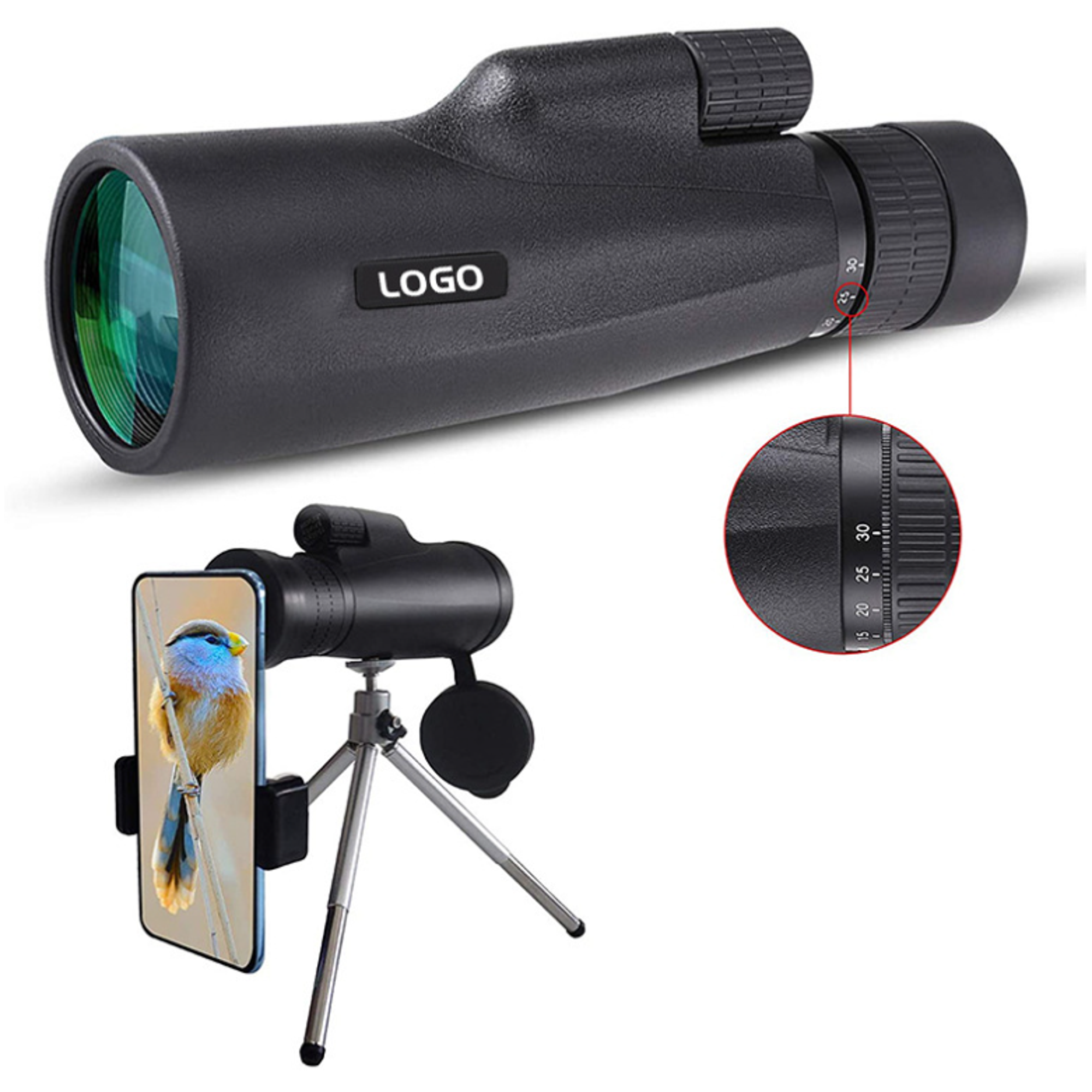 Telescopio monocular de 40 x 60 pulgadas, monocular de alta potencia para  adultos con adaptador de teléfono, trípode y correa de mano, monocular de