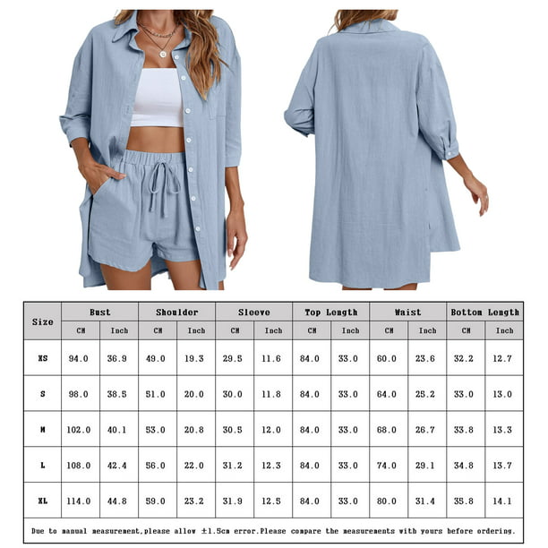 Conjunto De Top Y Shorts Conjuntos cortos de verano para mujer, pantalones  cortos informales, traje de moda para uso diario (azul M) Kuymtek para