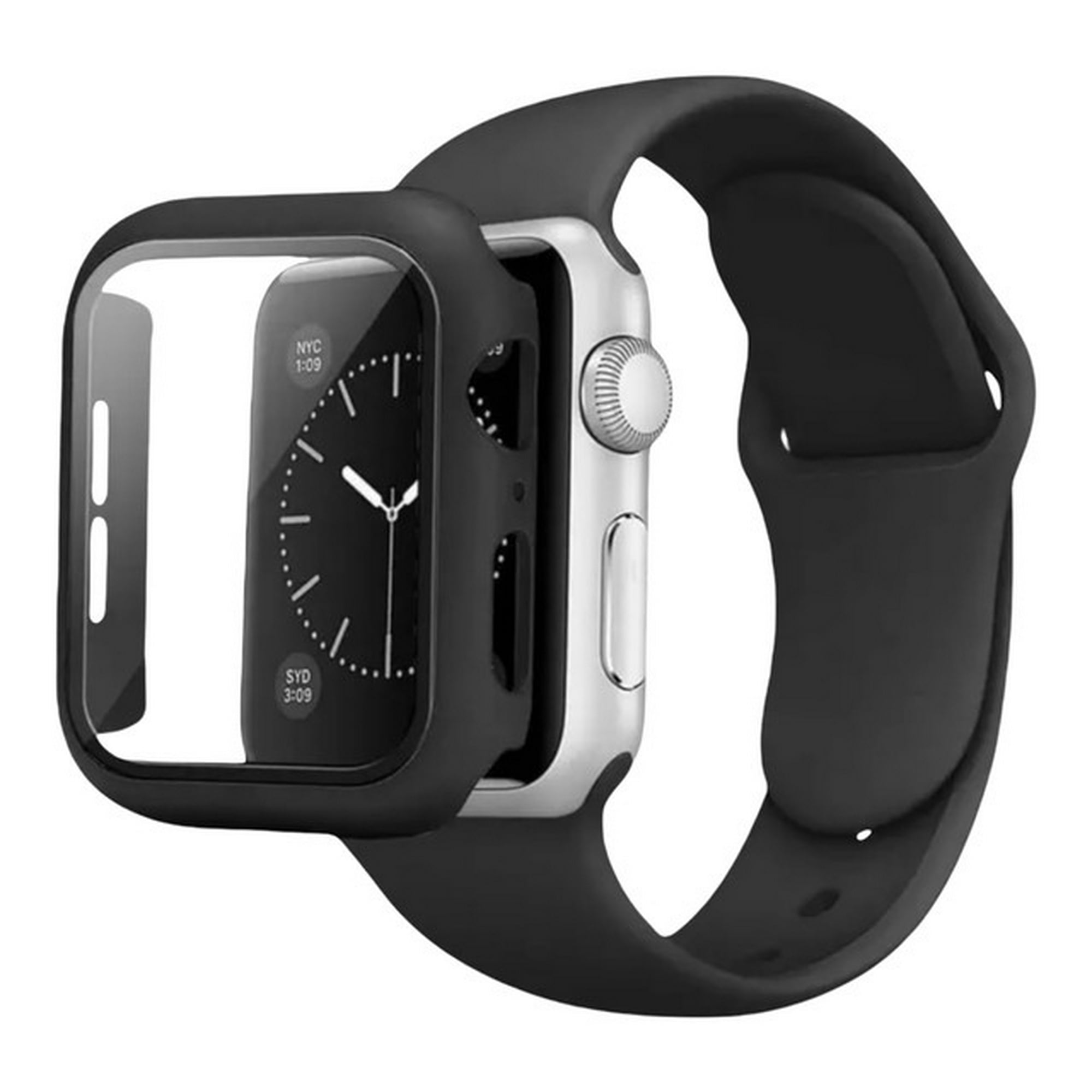 Correa para apple watch compatible con 42mm / 44mm de silicón + case protector de pantalla con cristal templado. mamá pulpo silicón con case