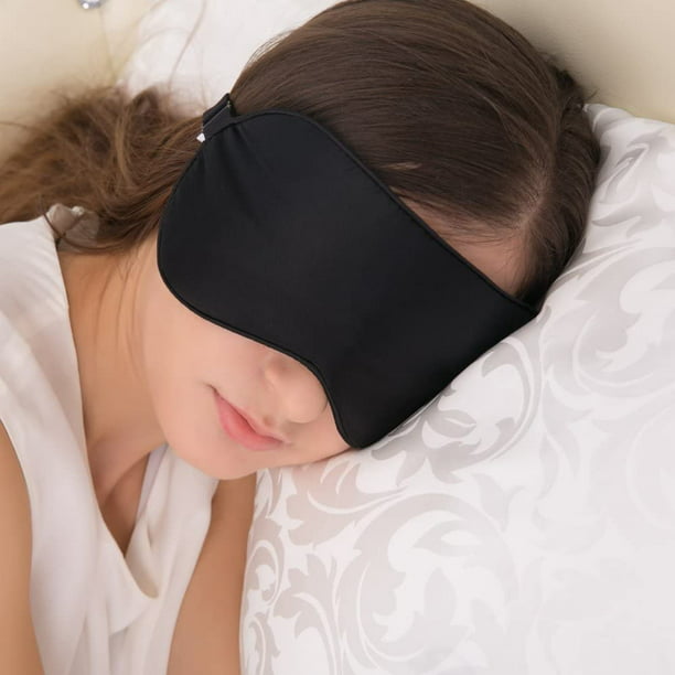 Slip Máscara de seda para dormir, color negro (talla única) –  100% pura morera 22 Momme máscara de ojos – Cómodo antifaz para dormir con  banda elástica + relleno de seda