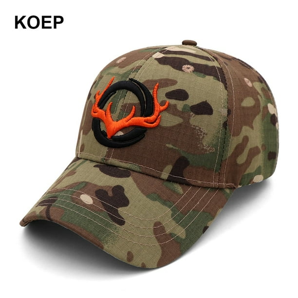 KOEP New Camo Baseball Cap Fishing Caps Men Outdoor Hunting Camouflage  Jungle Hat 3D Deer Head Hiking Casquette HatsOne Size Fits Most Gao Jinjia  LED