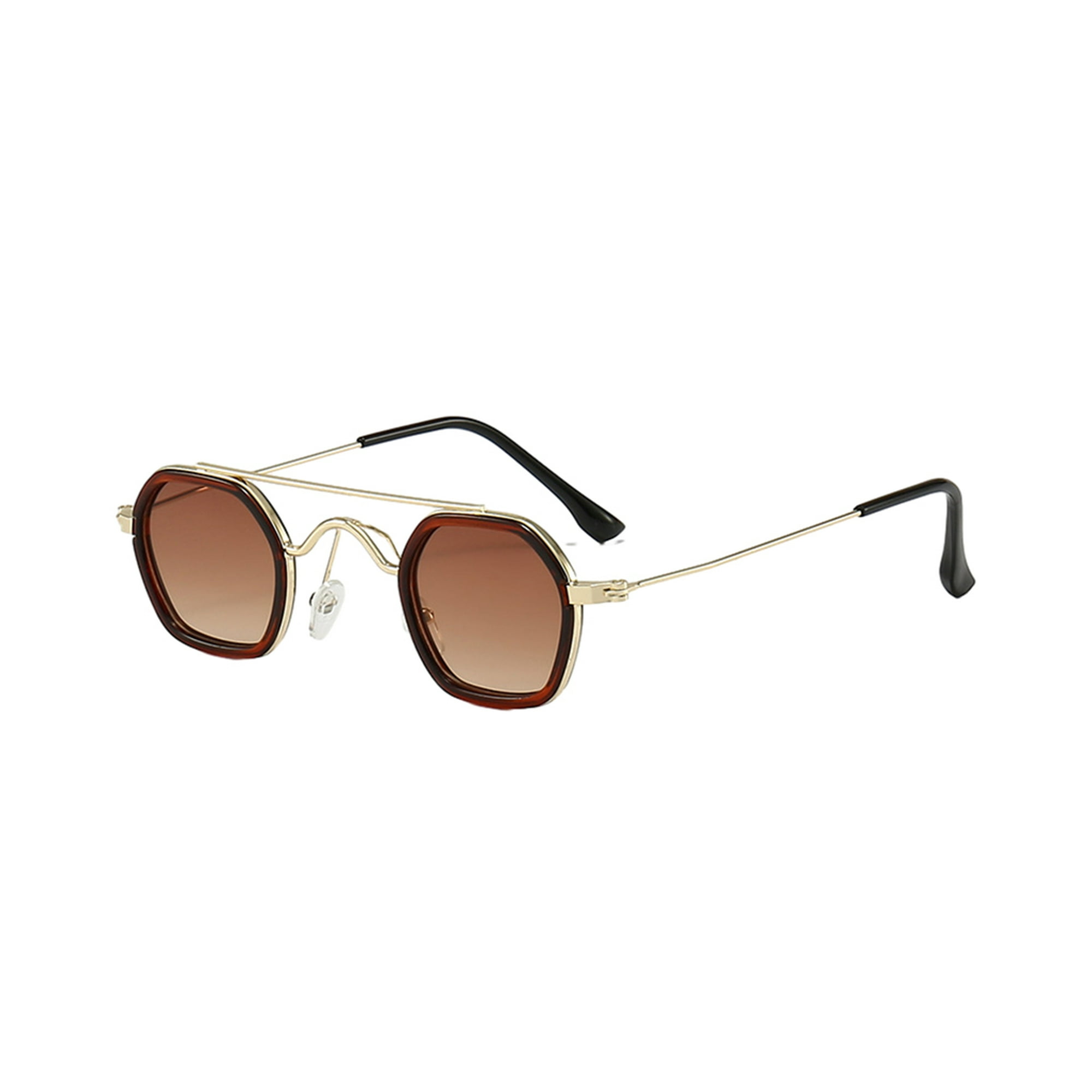 Minnieouse Gafas de sol redondas pequeñas de moda para PC, elegantes gafas  de sol Steampunk para hombres y mujeres, montura ligera, té doble Type3 NO3