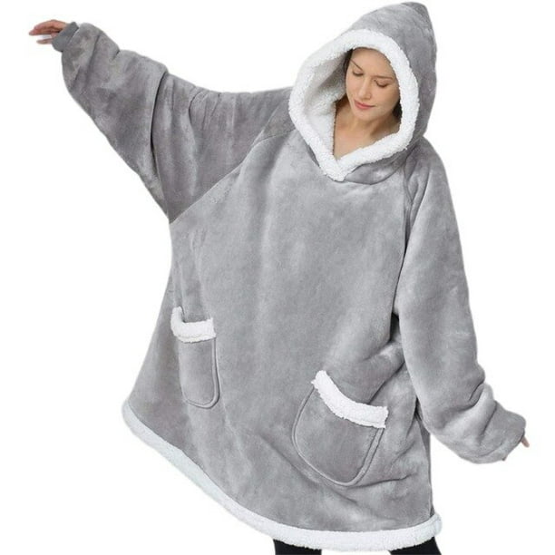 Sudadera con capucha de gran tamaño para mujer, manta con mangas cálidas,  Sudadera con capucha, manta suave y ponible gigante, ropa femenina -  AliExpress