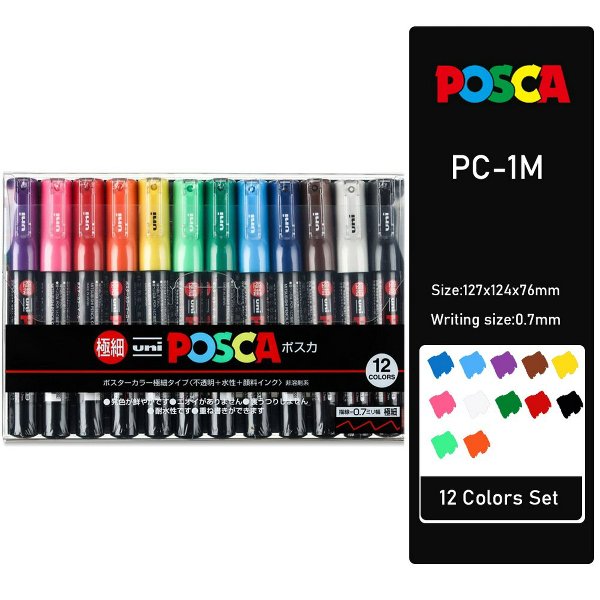 Uni Posca-juego De 12 Colores, Rotuladores De Pintura De Pc-1m