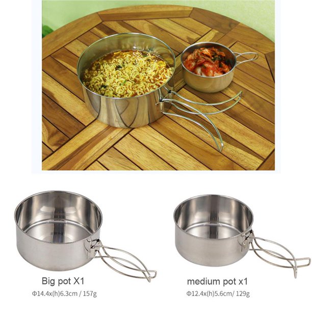 Juego de accesorios de cocina, juguetes de cocina para niños con ollas y  sartenes de acero inoxidable, juego de cocina para barbacoa, camping