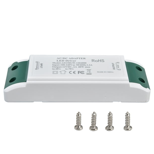 Controlador de potencia LED 12V DC 48W 4A Adaptador de voltaje de corriente  constante Transformador de potencia LED de 12V AC100-240V
