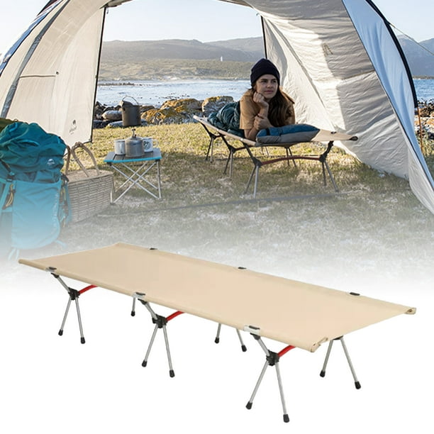 QWORK Cama Plegable Camping, para Acampar en el jardín al Aire Libre, 190 x  71 x 35 cm, Gris, con Bolsa de Almacenamiento, Capacidad de Carga de 300