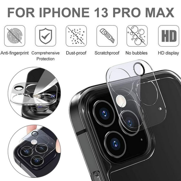 iPhone 13 Pro - Protector de lente de cámara iPhone 13 Pro Max, cubierta de  cámara de vidrio templado, accesorios protectores de pantalla, metal de