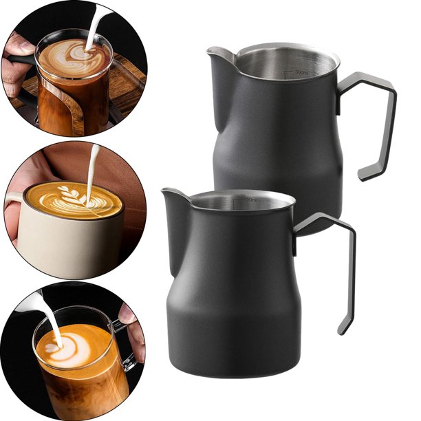 Jarras de acero inoxidable para leche, jarra artesanal de moda para espumar  café