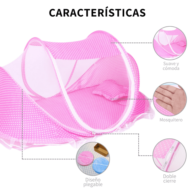 Cuna Moises Plegable Portátil Mosquitero Para Bebe Niños Color Rosa