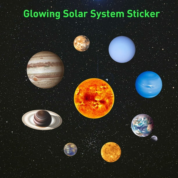 Pegatinas Luminosas 9 Piezas Planetas Estrellas Luminosas Sistema Solar  Planetas Fluorescentes Pegatinas De Pared Pegatinas De