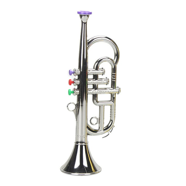 TOYANDONA 1 trompeta para niños, juguete de trompeta de plástico,  instrumento musical, juguete educativo temprano para niños y niñas  (plateado)