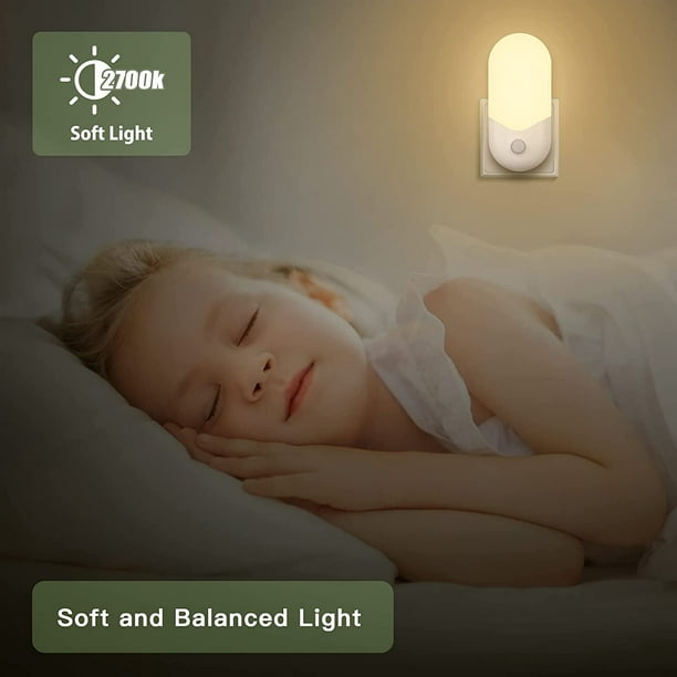Luz nocturna con sensor de movimiento, enchufable, sensor de movimiento  inteligente, eficiencia energética, luz nocturna de movimiento para baño
