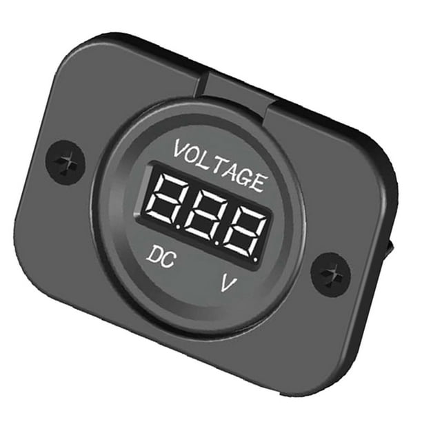  Voltímetro digital LED de 12 V CC, probador de medidor de  voltaje, medidor impermeable para automóvil, motocicleta, camión, barco,  RV, color negro : Automotriz