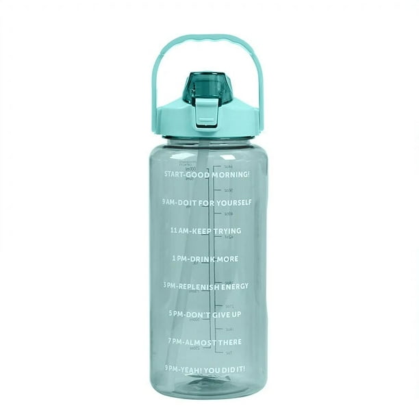 Botellas de agua, botella de agua transparente de 1 litro con marcas de  tiempo de pajilla, mármol océano, hidromasaje, botella de agua para  deportes