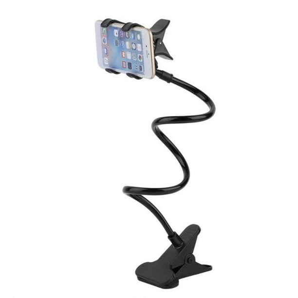 Soporte para teléfono de cama con cuello de cisne – Brazo flexible 360 Clip  de montaje ajustable Soporte de abrazadera compatible con teléfono celular