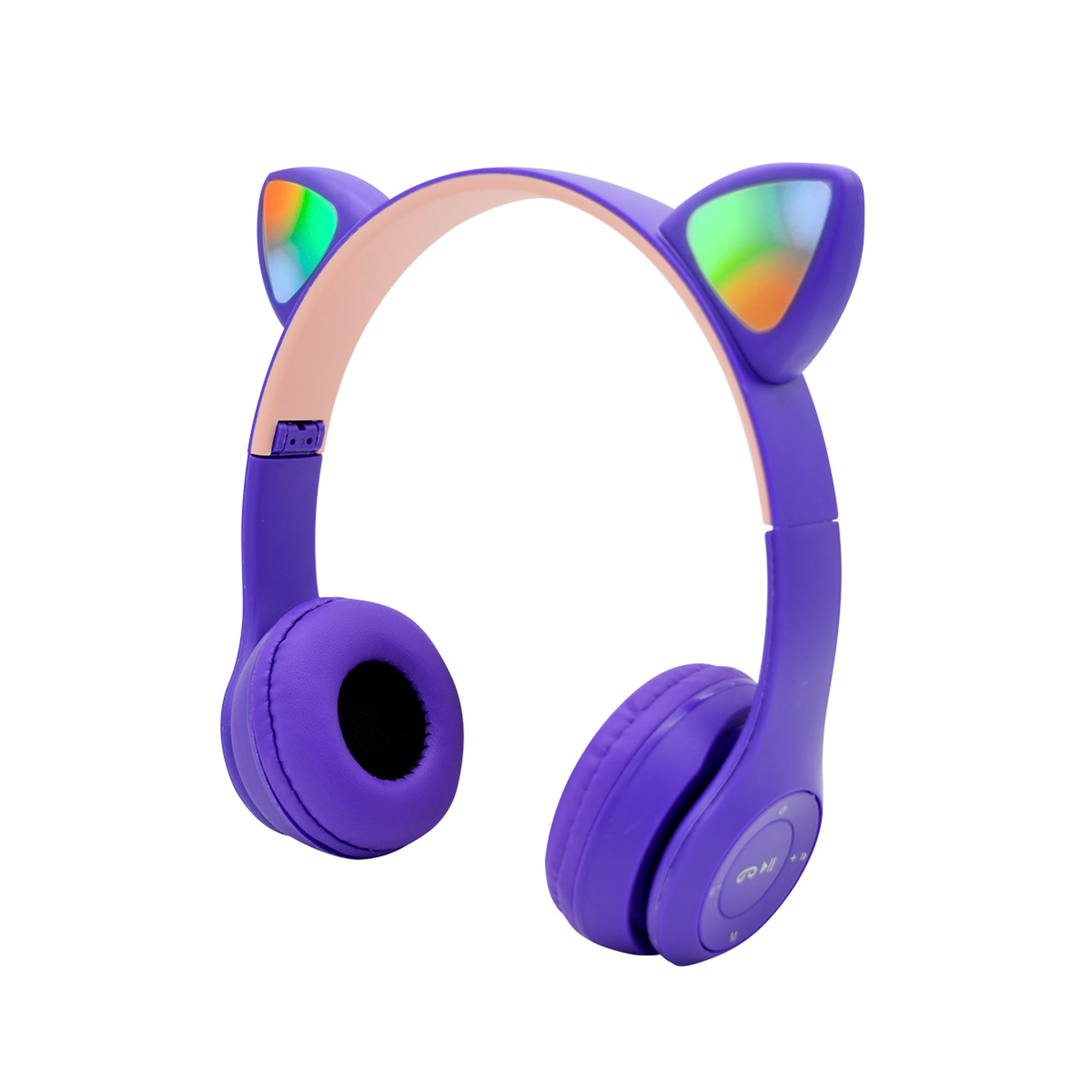 Audífonos bluetooth con diadema y orejas de gato luz led virtual zone p47mm
