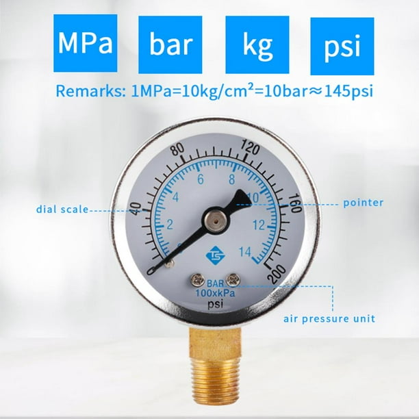 Manómetro de agua 1/8 40 mm 200psi 0 ~ 14bar para reductor de