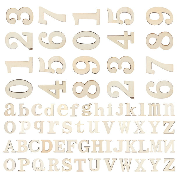 124 letras de madera de 2 pulgadas para manualidades, letras y números del  alfabeto de madera en mayúscula inacabada, letras y números de Focal20