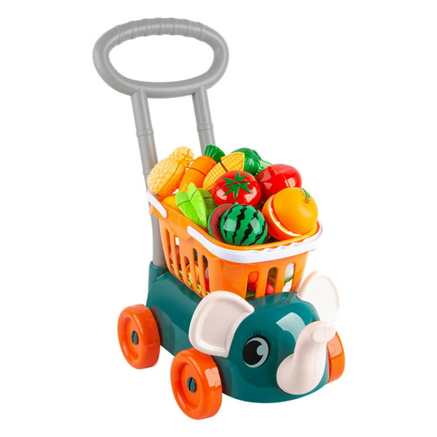 Juego de supermercado para con carrito de compras de juguete, corte de  alimentos, 34 piezas verde perfke juguetes del carro de la compra