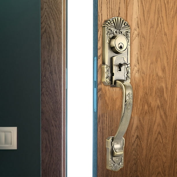 Cerradura de puerta de aluminio negro dorado, juego de cerraduras de puerta  duraderas con diseño de mango simple para seguridad del hogar, dormitorio