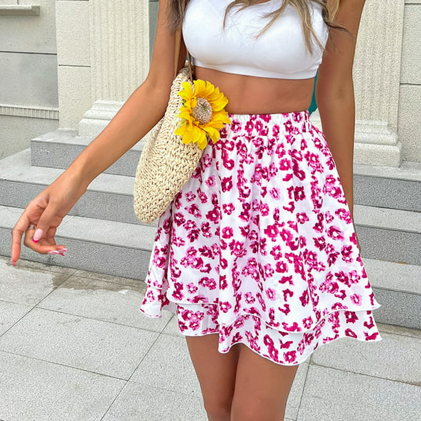 Falda corta floral pequeña con estampado de estilo dulce con personalidad a  la moda informal para mujer Wmkox8yi FGJ2234
