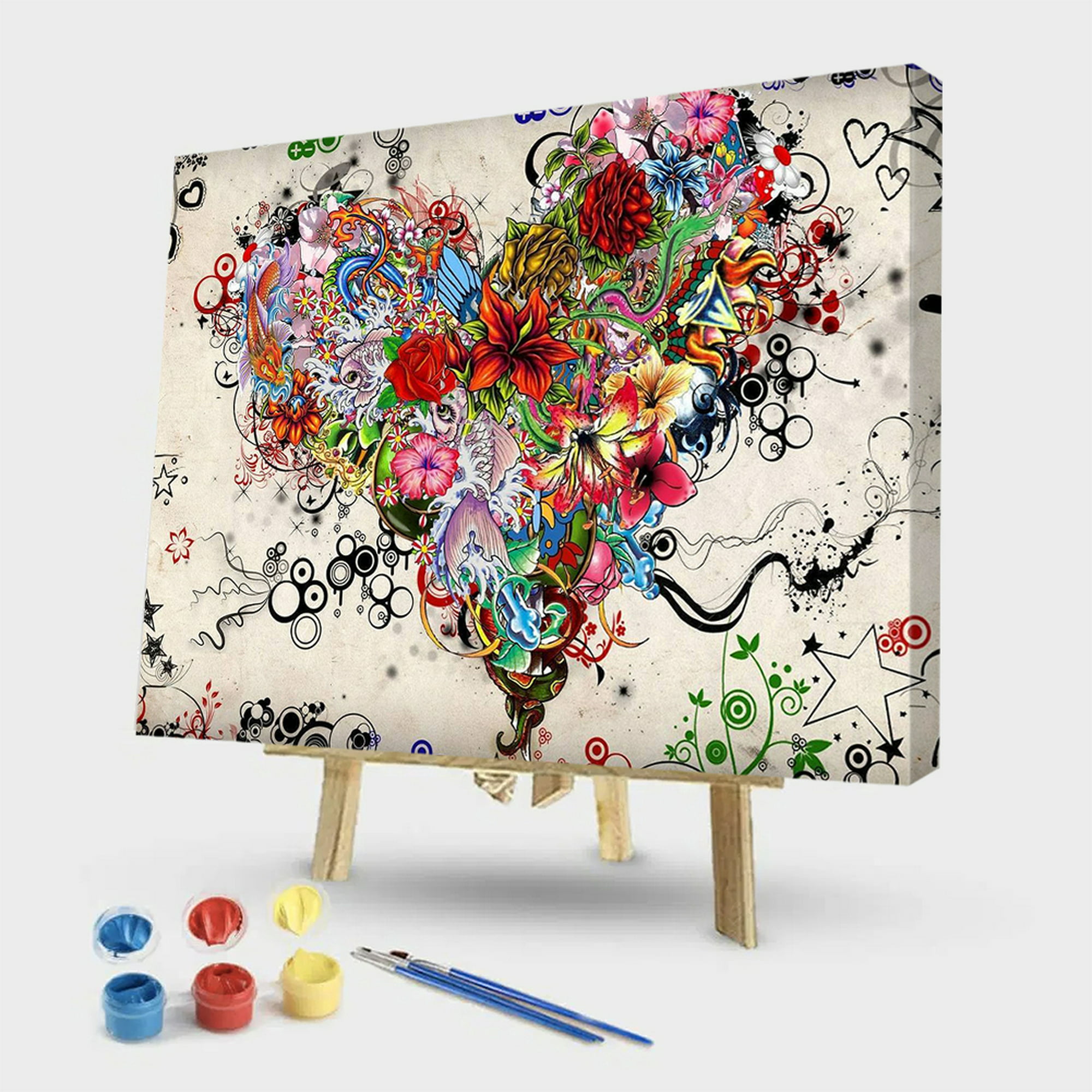 Kit de Pintar por Números - A Heart of Flowers - Lanarte