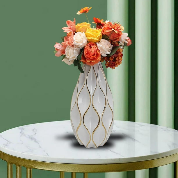 jarrón de ceramica blanco con flores » Dórico Decoración