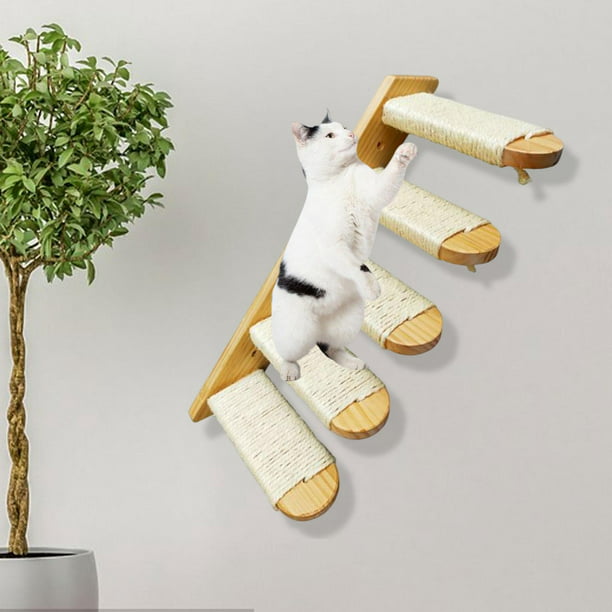 Escalera para gatos montada en la pared, muebles de pared para ahorrar  espacio, cuerda de cáñamo, estantes de escalada para gatos domésticos,  estante , 5 peldaños 54x20x22cm 5 Paso 54x20x22cm Yinane Hamaca