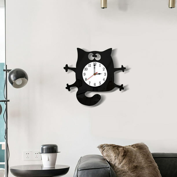 SAC SMARTEN ARTS Reloj de pared negro con pilas para niños, silencioso, sin  tictac, fácil de leer, para baño, cocina, sala de estar, dormitorio, 8