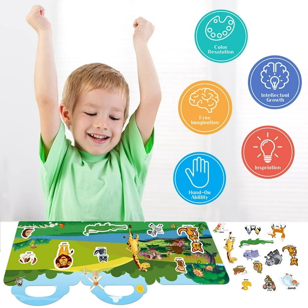 Libro de pegatinas reutilizable para niños, juguetes de dibujos animados  DIY para niños de 2-4