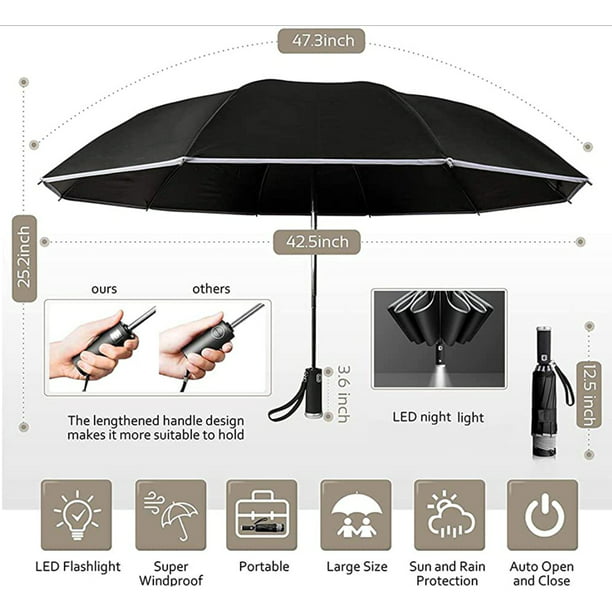 Paraguas automático a prueba de viento, paraguas plegable inverso,  protección UV, viaje, ligero yeacher paraguas plegable | Walmart en línea