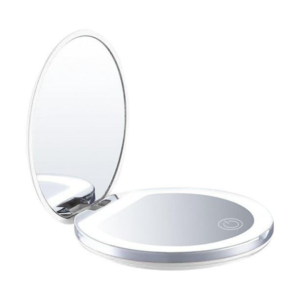 MGLIMZ 1 espejo de viaje con aumento 20X, espejo de mano de doble cara con  asa, espejo de maquillaje plegable de mano con aumento, espejo de cara