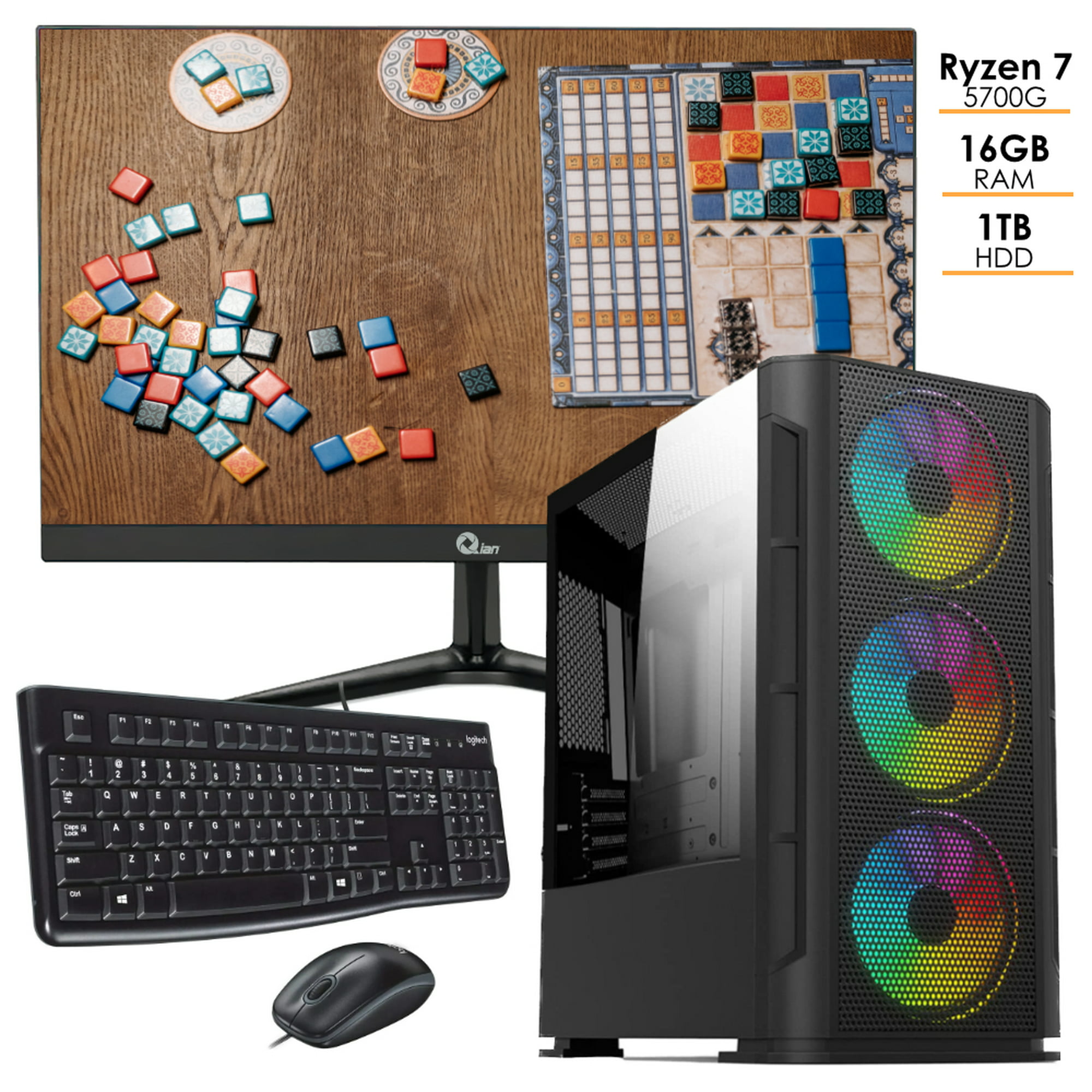 PC Gamer QUBO PACK - Ryzen 7 5700G - Radeon Vega 7 Graphics - 16Gb